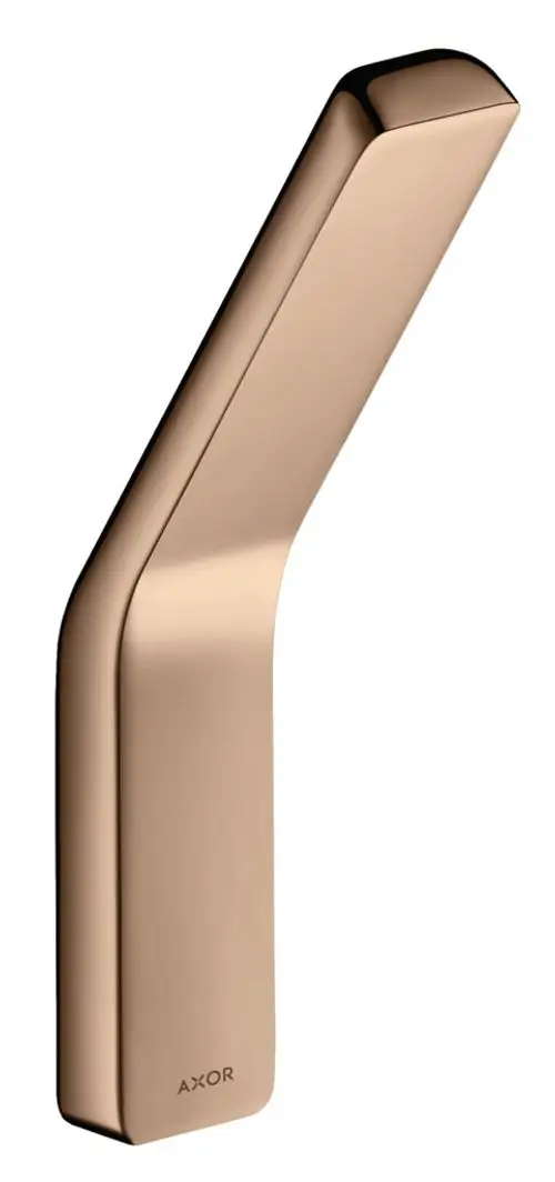 Handtuchhaken in einer polierten Rotgold-Optik, mit klarem, schlichtem Design. Das Produkt stammt von der Marke AXOR.